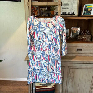 Lilly Pulitzer women’s red right return boatneck 3/4 sleeve shirt dress size XS